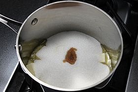 sugar in pan