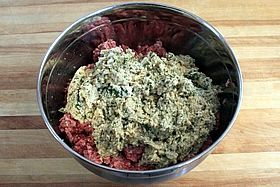 bread crumbs and meat