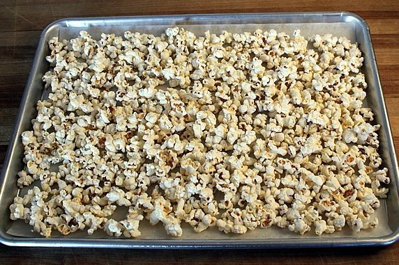 popcorn on tray