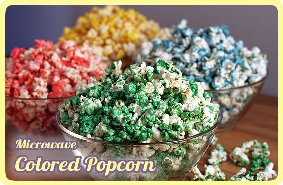 Homemade Microwave Colored Popcorn