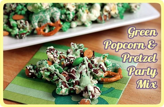 Green popcorn party mix