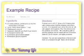 Example Recipe Card