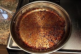 brown bits in pan