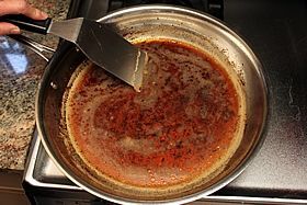 scrape bits in pan
