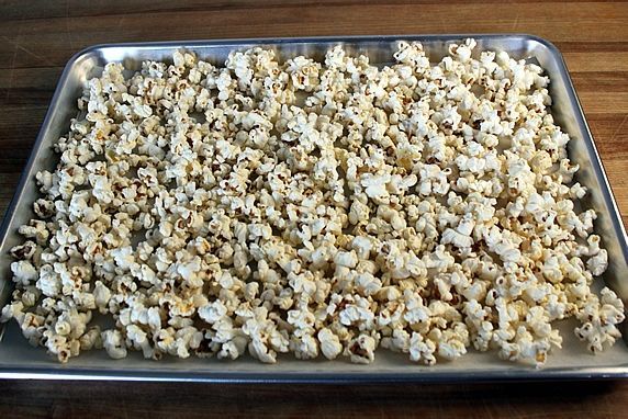 popcorn on tray