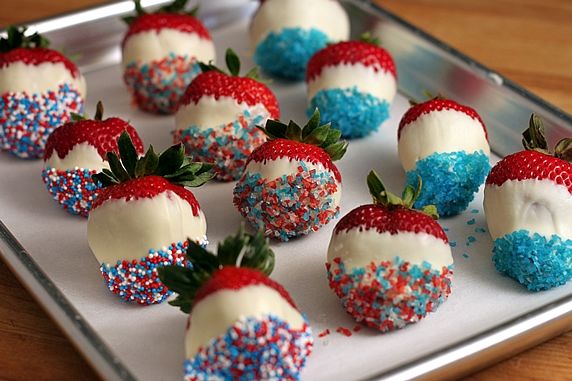 July 4th Inspired White Chocolate Dipped Strawberries - Savings