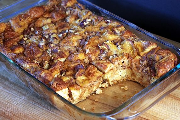 Overnight Pumpkin Pecan Croissant Bread Pudding