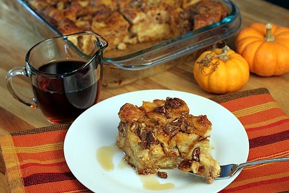 Overnight Pumpkin Pecan Croissant Bread Pudding