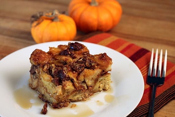 Overnight Pumpkin Pecan Croissant Bread Pudding